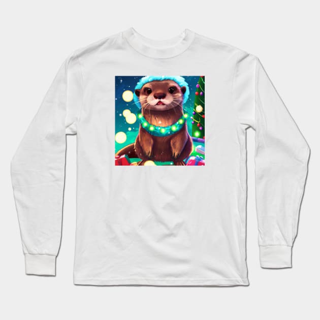 Cute Otter Drawing Long Sleeve T-Shirt by Play Zoo